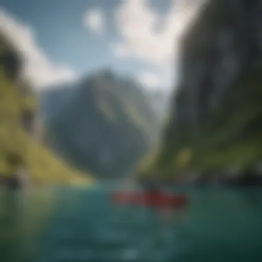 Kayakers paddling through pristine Alaskan waters surrounded by towering cliffs