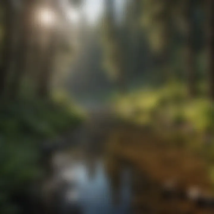 Scenic view of Kelsey Creek surrounded by lush greenery