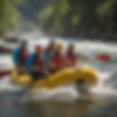 Navigating Kernville's Challenging Rapids Rafting group navigating challenging waters
