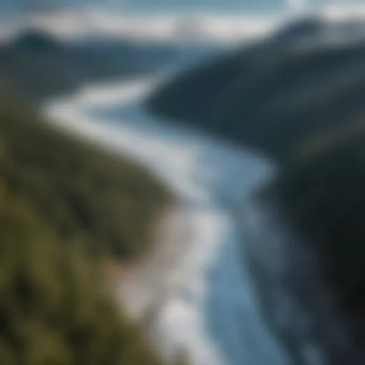 Aerial view of Ketchikan Glacier showcasing its sprawling ice formations