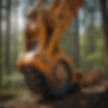 Close-up of the intricate design of a knuckleboom loader's arm