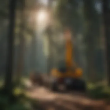 Overview of a knuckleboom loader in action within a forest setting