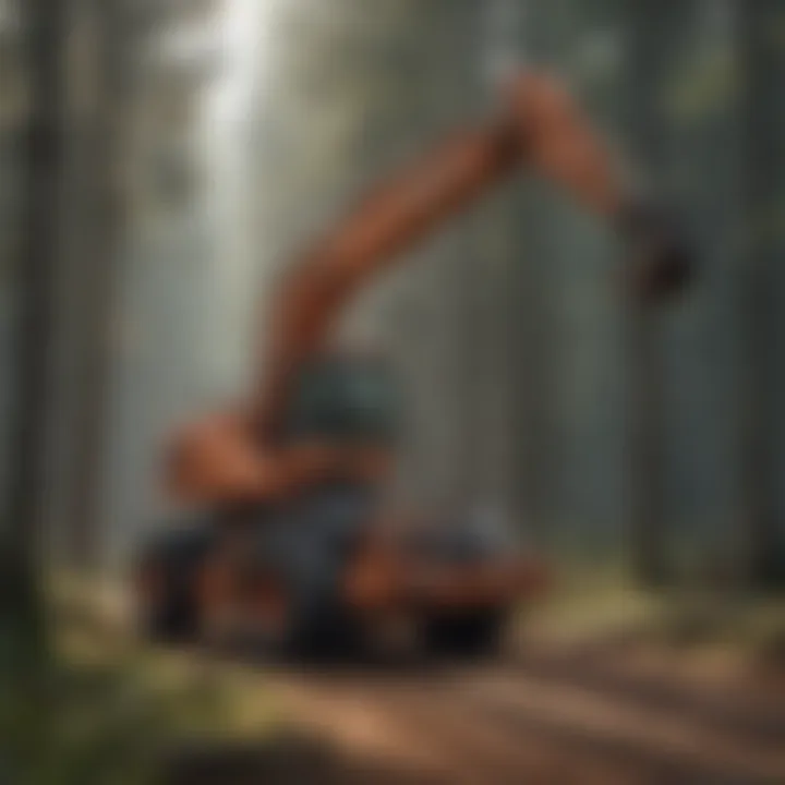 Knuckleboom loader efficiently handling timber at a forestry site