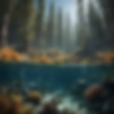 Underwater Habitat of Lake Tahoe An underwater view showcasing the unique habitat of Lake Tahoe fish