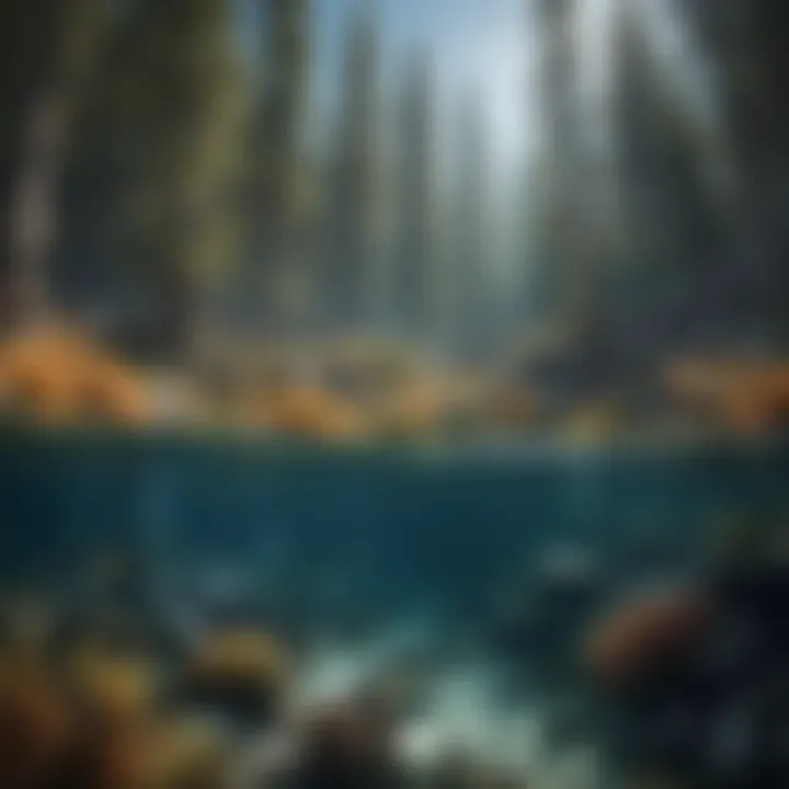 Underwater Habitat of Lake Tahoe An underwater view showcasing the unique habitat of Lake Tahoe fish