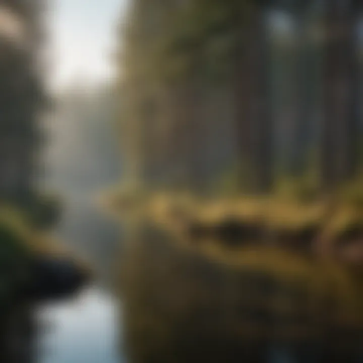 Nature's Biodiversity A diverse range of wildlife inhabiting the shores of Pine Lake.