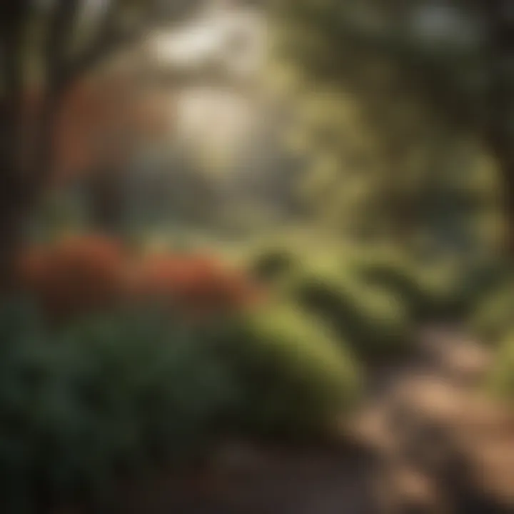 A landscape design featuring native shrubs integrated with native wildlife