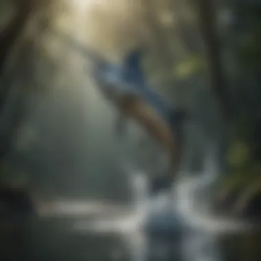 Ruler of the Depths: The Marlin's Dance Majestic marlin leaping out of water