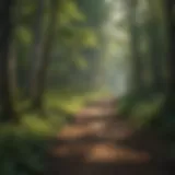 A serene view of a lush forest along the Legacy Trail, showcasing diverse flora.