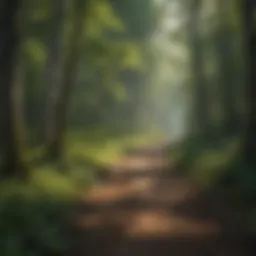 A serene view of a lush forest along the Legacy Trail, showcasing diverse flora.