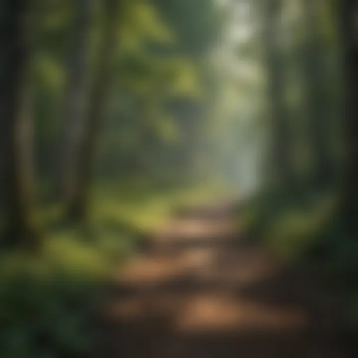 A serene view of a lush forest along the Legacy Trail, showcasing diverse flora.