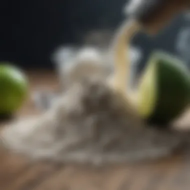 Close-up of lime powder in a laboratory setting