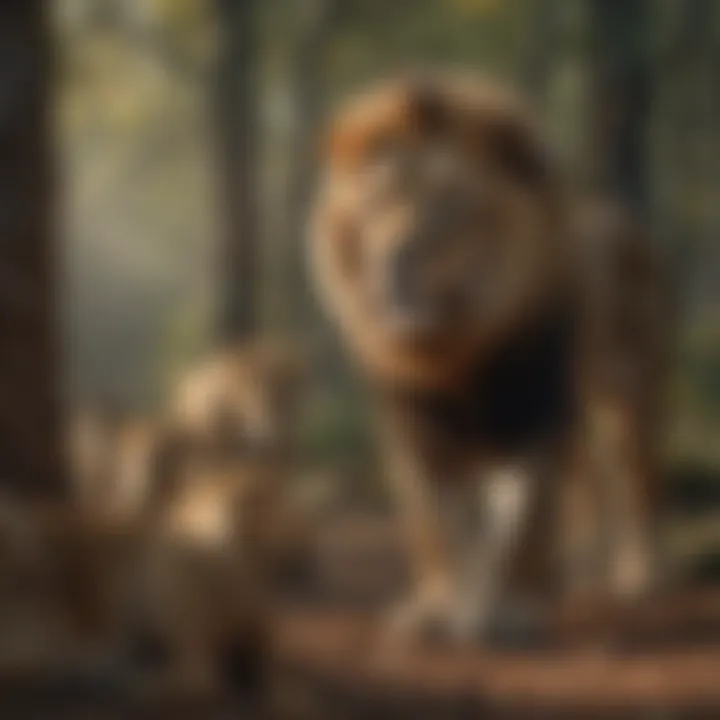 Lion Pride Hunting Together