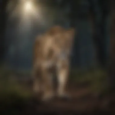 Lioness hunting in the cover of night, showcasing stealth and strategic prowess