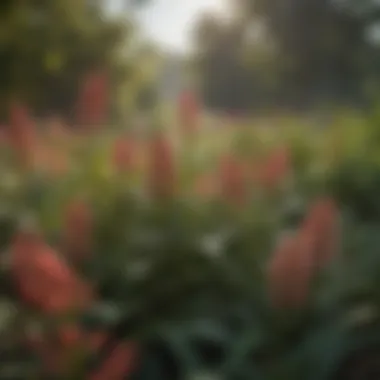 A flourishing milkweed garden with various plants and insects