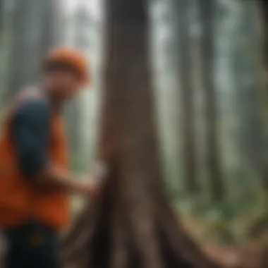 Tree Health Evaluation Forestry contractor assessing tree health