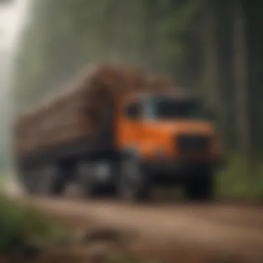 Timber Transport Vehicle Logging truck loaded with timber