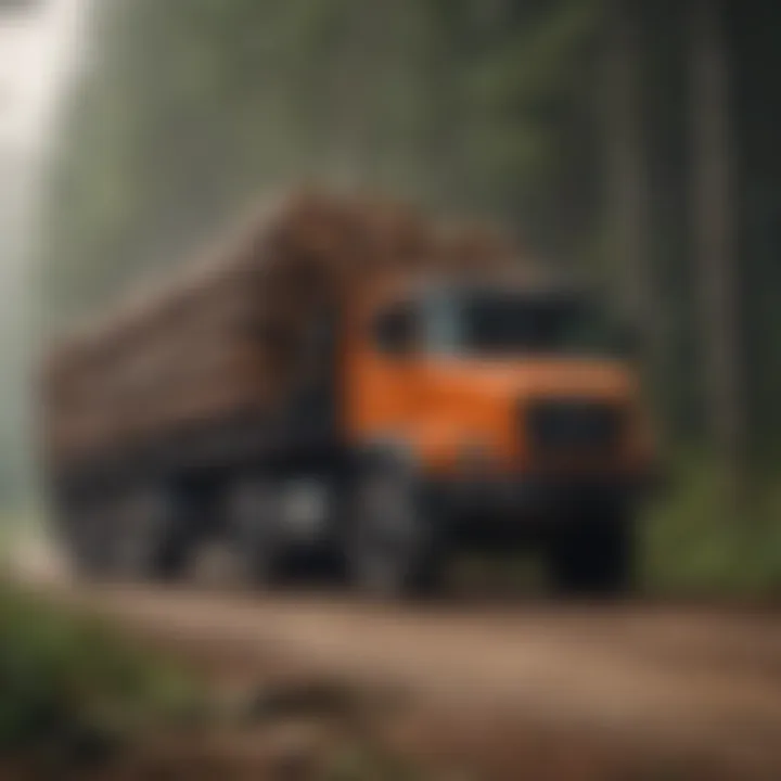 Timber Transport Vehicle Logging truck loaded with timber