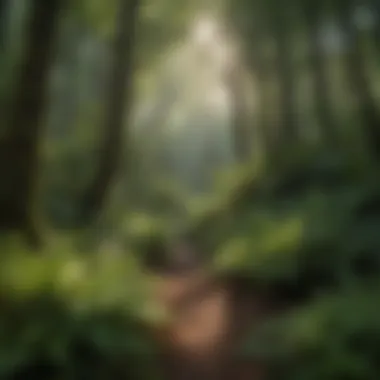 Lush ferns in a tranquil forest setting