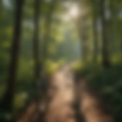 Lush foliage framing Alum Creek mountain bike trail
