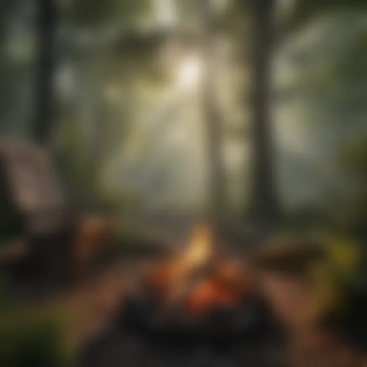 Cozy campfire amidst lush greenery