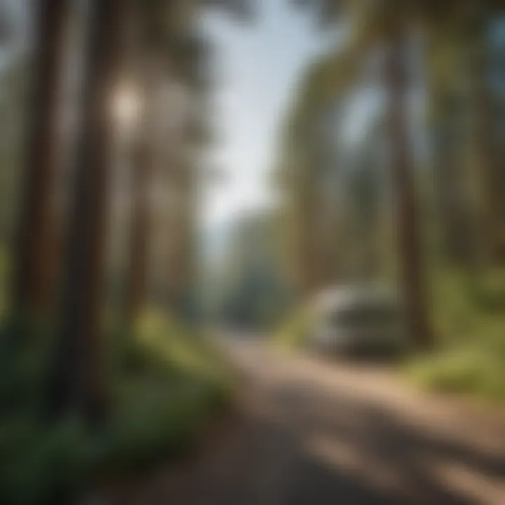 Lush greenery surrounding RV campsite in June Lake