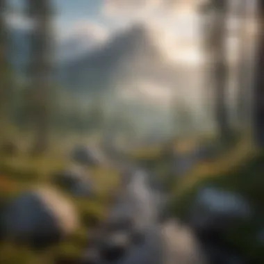 Misty Valleys of Granite Peak Ethereal mist shrouding the lush valleys of Granite Peak