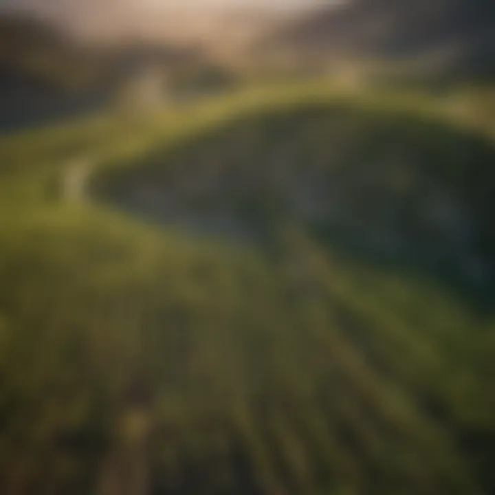 Aerial view of lush vineyards in Okanogan County