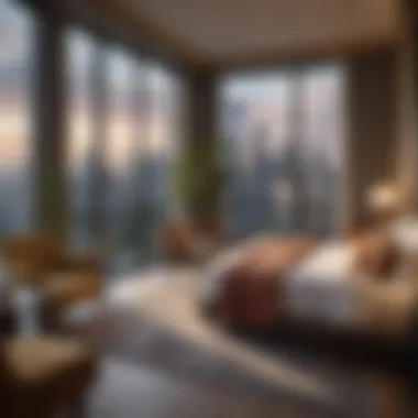Cityscape Luxury Luxurious hotel room with a stunning city view