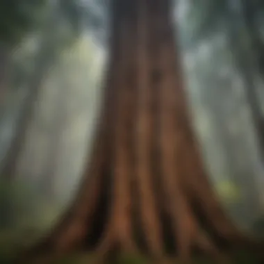 Ancient redwood tree with a girth that tells tales of time