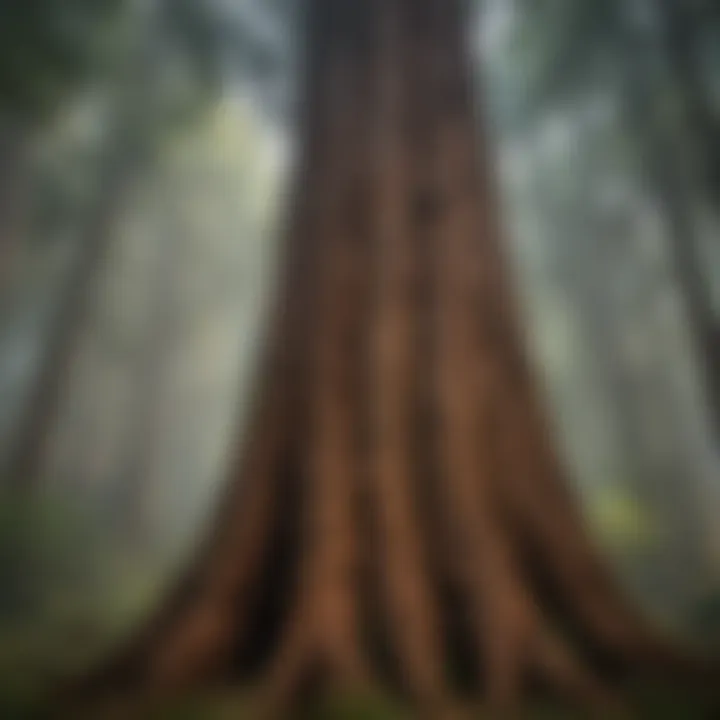 Ancient redwood tree with a girth that tells tales of time