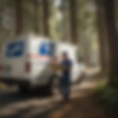 Mail Carrier delivering mail with dedication