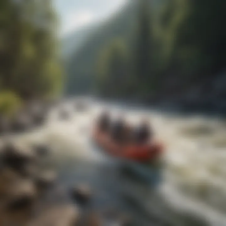 Group of adventurers navigating through challenging rapids on Main Salmon River