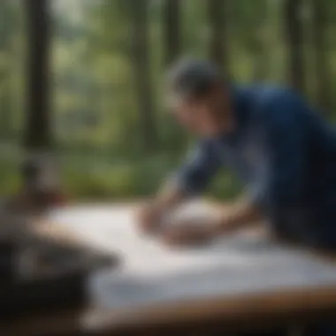 Technical Blueprint Analysis Maintenance engineer analyzing technical blueprints