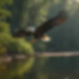 Majestic Bald Eagle soaring over Chattahoochee River