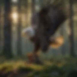 Majestic bald eagle hunting