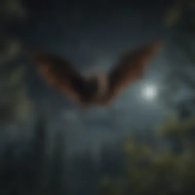 Flight of the Nocturnal Majesty Majestic bat soaring through the night sky
