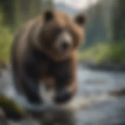 Majestic bear catching salmon in pristine Alaskan river