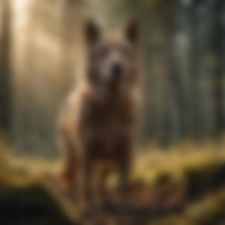 Majestic Canine Guardian in Wolfing Farming Landscape Majestic Canine Guardian in Wolfing Farming Landscape