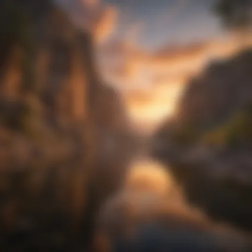 Majestic Canyon Lake Sunset Reflection