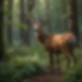 Majestic deer amidst lush greenery