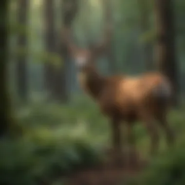 Majestic deer amidst lush greenery