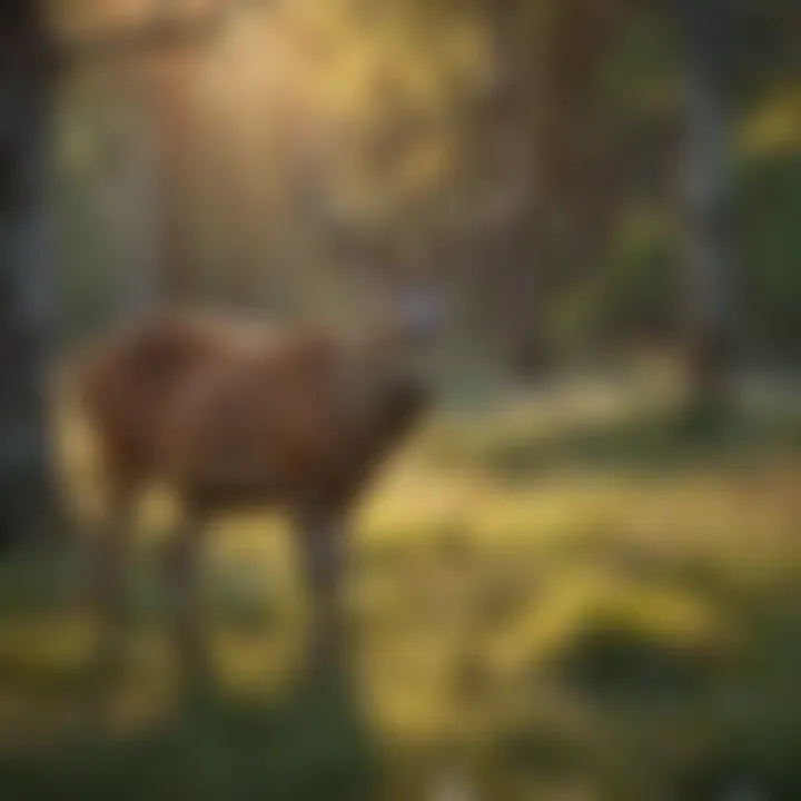 Majestic deer grazing in the meadow at Portland National Park