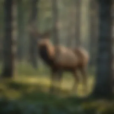 Majestic elk roaming freely in the depths of American forest