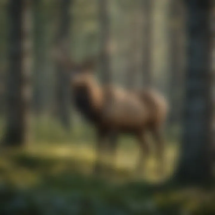 Majestic elk roaming freely in the depths of American forest