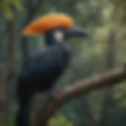 Majestic Hornbill perched on a branch
