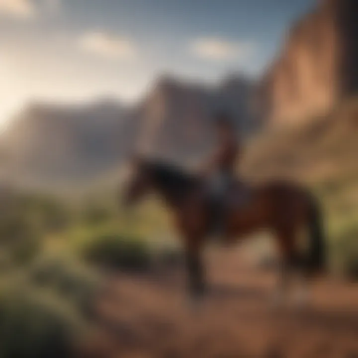 Majestic horse against mountain backdrop