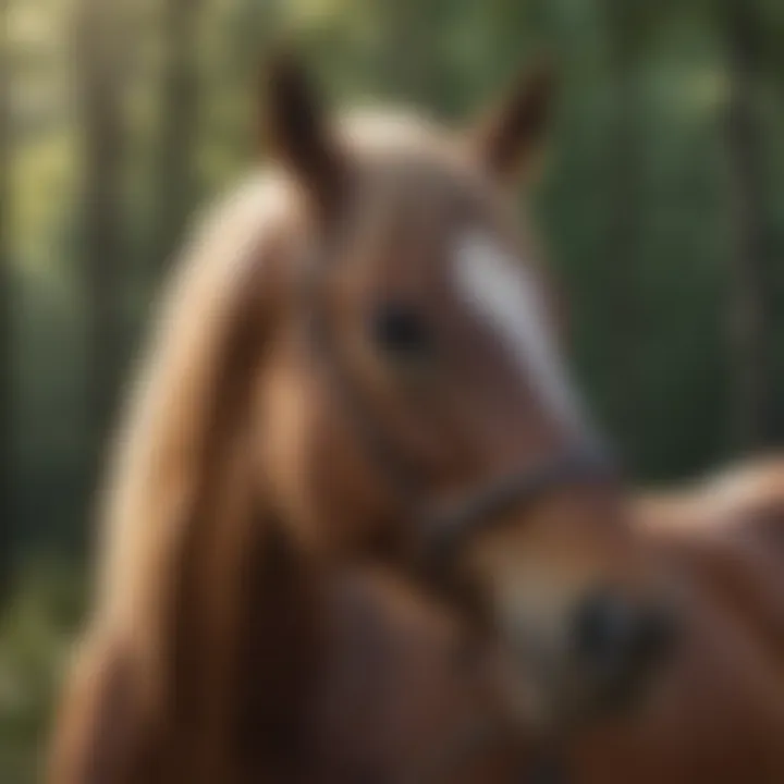 Close-up of a majestic horse in a serene North Carolina setting