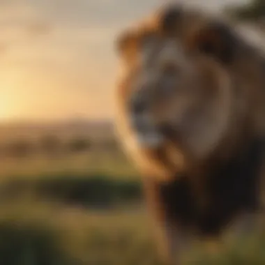 Majestic Lion overlooking savannah