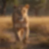 Majestic lioness in the golden savannah